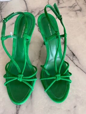 Victoria Beckham Green Knotted Strappy Sandals